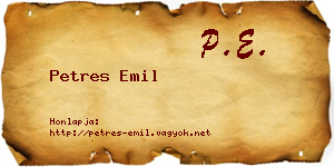 Petres Emil névjegykártya